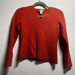 Vintage 100% Italian Merino Wool pumpkin orange fall sweater size medium